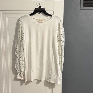 White Polka Dot Sleeve Women's Top